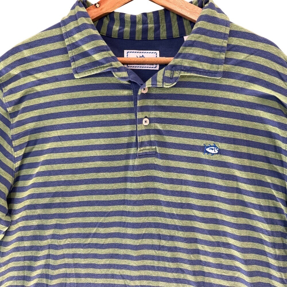Southern Tide Striped Polo Shirt‎ Mens L Pima Cotton Preppy Casual